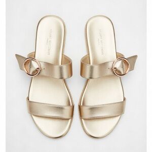 Stuart Weitzman Metallic Gold Slide Sandals
